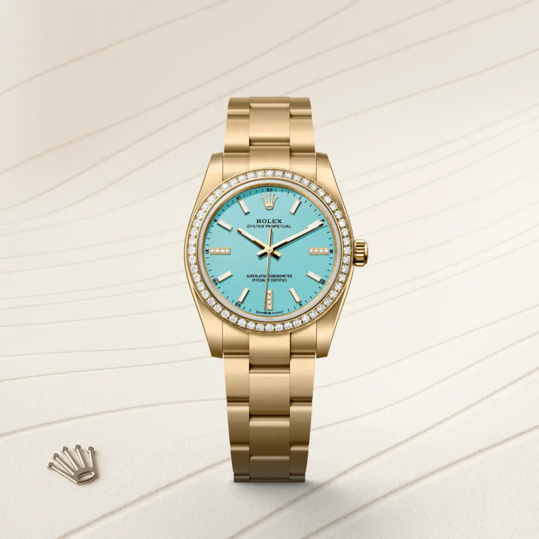 Rolex Oyster Perpetual 34 in 18 Karat Gelbgold, M124248RBR-0002 – Atelier Stoess