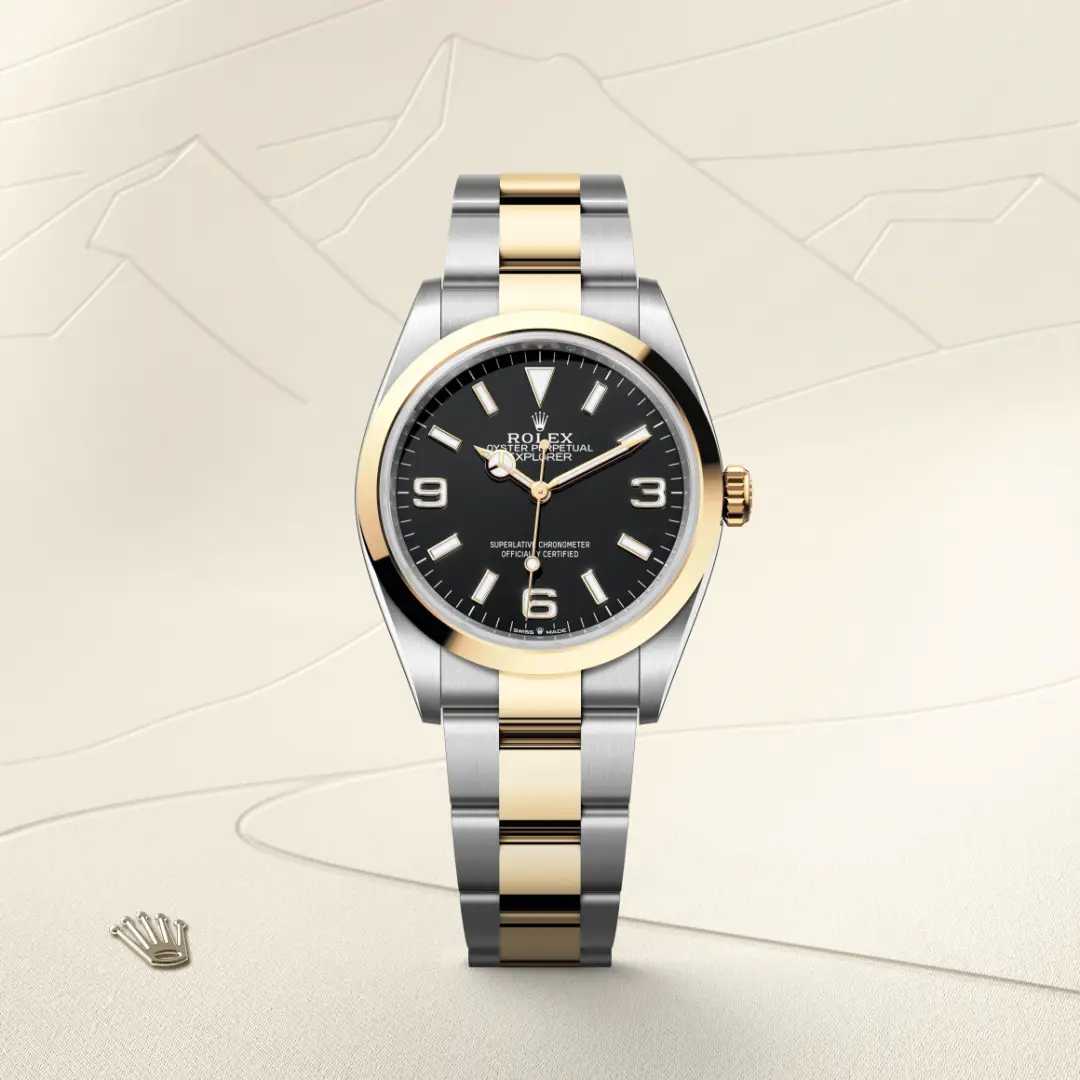 Rolex Explorer 36 in Rolesor gelb (Kombination aus Edelstahl Oystersteel und Gelbgold), M124273-0001 – Atelier Stoess