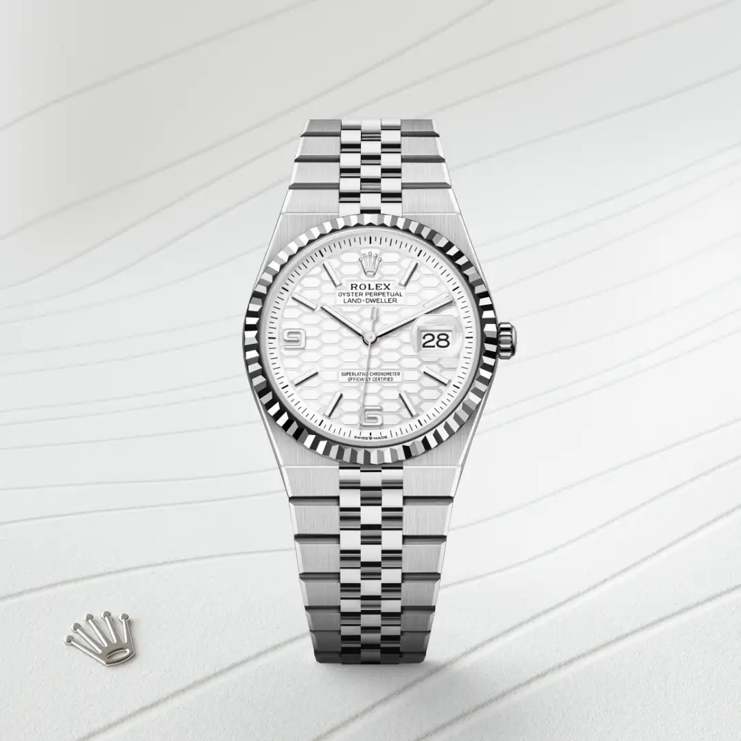 Rolex Land-Dweller 36 in Rolesor weiß (Kombination aus Edelstahl Oystersteel und Weißgold), M127234-0001 – Atelier Stoess