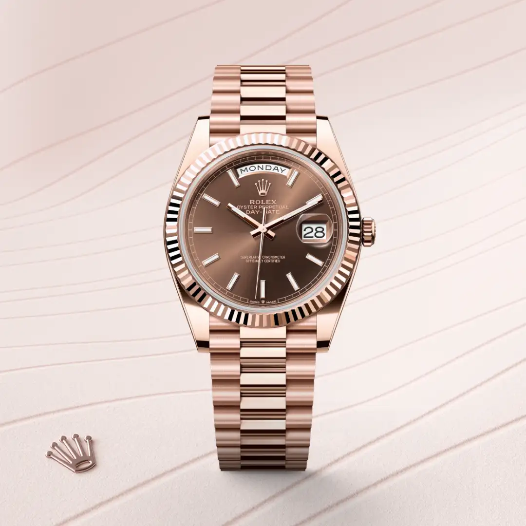 Rolex Day-Date 40 in 18 Karat Everose-Gold, M228235-0053 – Atelier Stoess