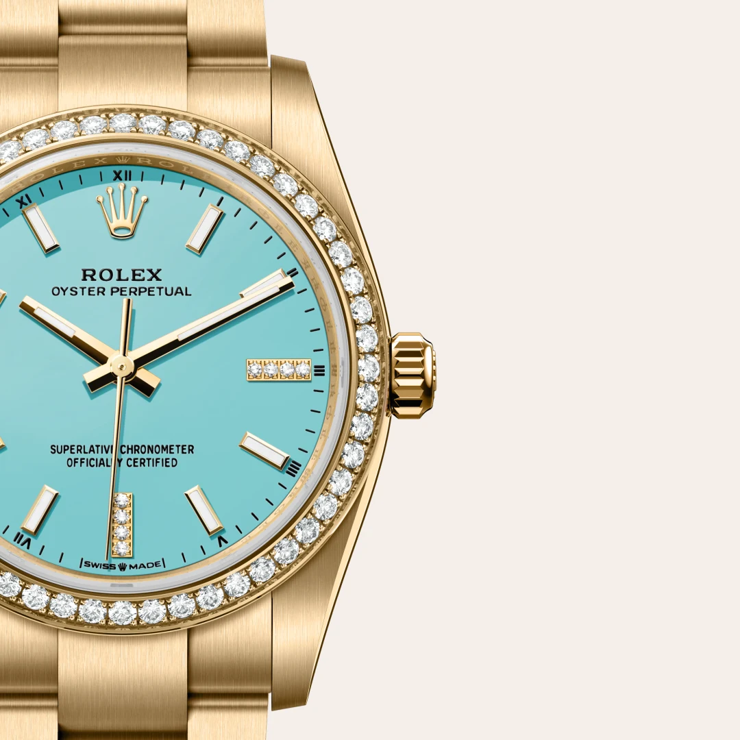 Rolex Oyster Perpetual 34 in 18 Karat Gelbgold, M124248RBR-0002 – Atelier Stoess