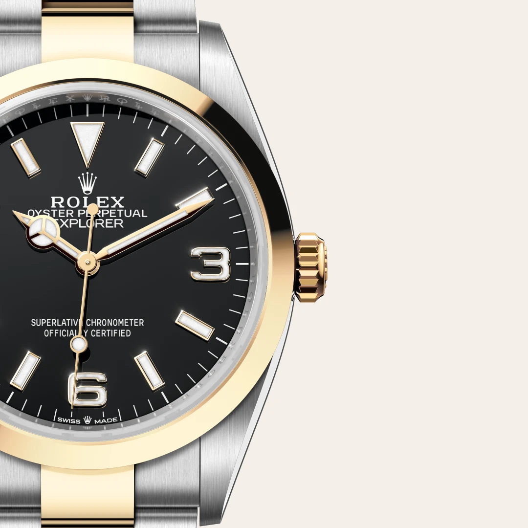 Rolex Explorer 36 in Rolesor gelb (Kombination aus Edelstahl Oystersteel und Gelbgold), M124273-0001 – Atelier Stoess