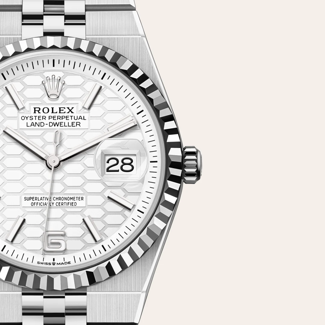 Rolex Land-Dweller 36 in Rolesor weiß (Kombination aus Edelstahl Oystersteel und Weißgold), M127234-0001 – Atelier Stoess