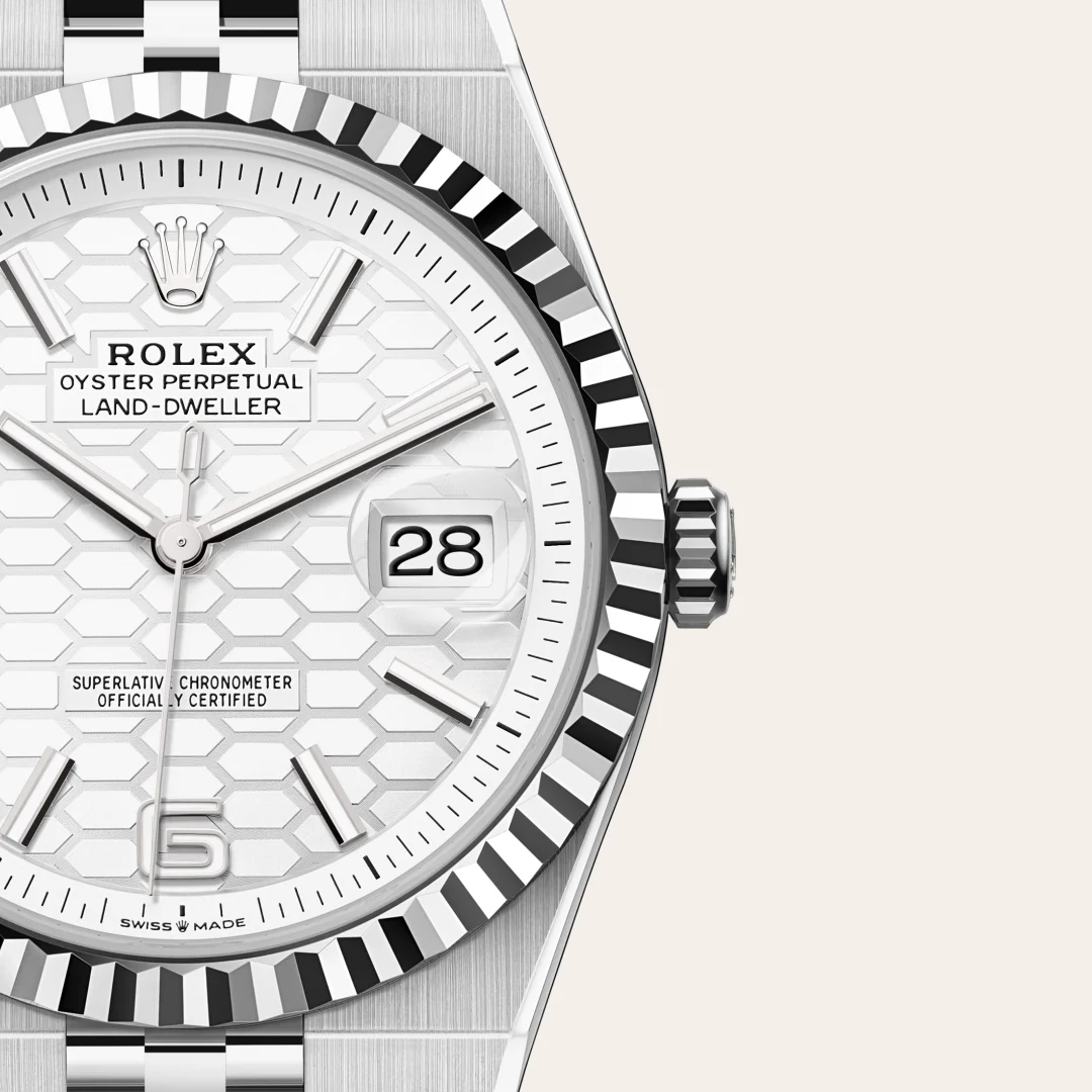 Rolex Land-Dweller 40 in Rolesor weiß (Kombination aus Edelstahl Oystersteel und Weißgold), M127334-0001 – Atelier Stoess