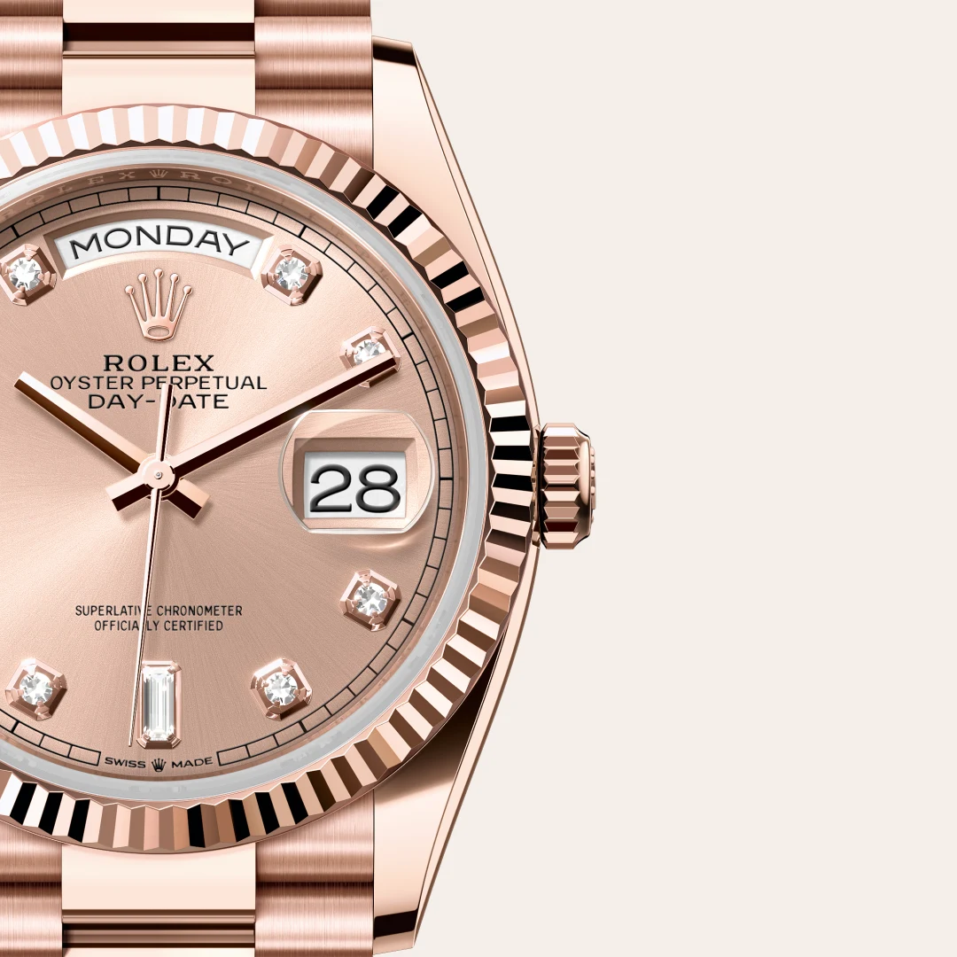 Rolex Day-Date 36 in 18 Karat Everose-Gold, M128235-0009 – Atelier Stoess