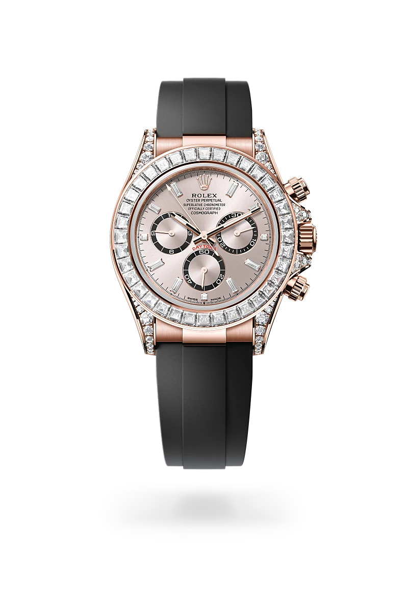 Rolex Cosmograph Daytona in 18 Karat Everose-Gold, Hornbügel mit Diamanten, M126535TBR-0002 – Atelier Stoess
